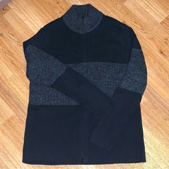 Express Men's Black and Gray Zip-Up Sweater. Size XL - Picture 1 of 3